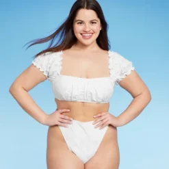 Women's Puff Sleeve Eyelette Bralette Bikini Top - Wild Fable™ White -Herday Fashion GUEST 5a82ee81 9edd 4778 961b 1f979c65b705