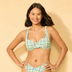 Women's Textured Plaid Underwire Bikini Top - Wild Fable - Blue/Yellow -Herday Fashion GUEST 62eb01cf 6c82 47c5 b396 3ca746c9f6f4