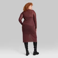 Women's Long Sleeve Lurex Mesh Midi Dress - Wild Fable™ Burgundy -Herday Fashion GUEST 6429be57 2fc2 468a 9d3e 42782bdb1e5c