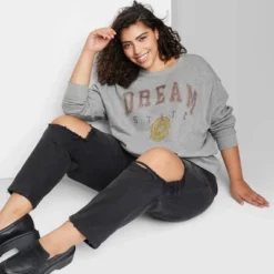 Women's Oversized Dream State Graphic Sweatshirt - Wild Fable™ Heather Gray -Herday Fashion GUEST 683aab3c 93ec 4664 91a6 f00d2c715ff1