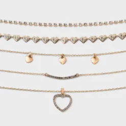 Bling Heart Choker Necklace Set 5pc - Wild Fable™ Gold -Herday Fashion GUEST 694c6022 c5a2 4f8c b675 2db712dcdcff