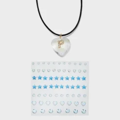 Acrylic Heart With Face Gems Pendant Necklace - Wild Fable™ Clear/Black -Herday Fashion GUEST 70cb4fa5 1f65 4bc4 bd1e 914ab0287042
