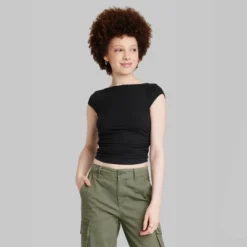 Women's Cap Sleeve Ruched Side Seam T-Shirt - Wild Fableā¢