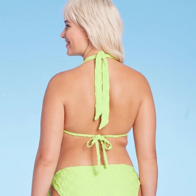 Women's Daisy Textured Ring Front Triangle Bikini Top - Wild Fable™ Green 3 Women's Daisy Textured Ring Front Triangle Bikini Top - Wild Fable™ Green