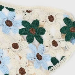 Knitted Flowers Headscarf - Wild Fable™ Ivory/Blue/Brown/Green: Floral Polyester Scarf For Fashion -Herday Fashion GUEST 728dd10a 45bb 44c4 a0ab caed3ccb1b2d