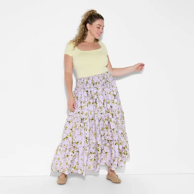 Women's Tiered Maxi A-Line Skirt - Wild Fable™ Mauve 6 Women's Tiered Maxi A-Line Skirt - Wild Fable™ Mauve - Image 4