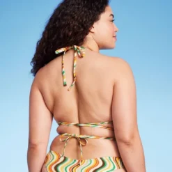 Women's Tie-Front Triangle Bikini Top - Wild Fable™ Multi Striped -Herday Fashion GUEST 757382b6 2f35 4385 b397 6f4b95421117