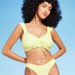 Women's Tie-Front Cap Sleeve Bralette Bikini Top - Wild Fable™ Light Yellow -Herday Fashion GUEST 75c1528c a308 4473 aff4 9d1b3a387d60