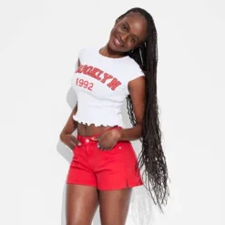 Women's Heritage Curvy Mid-Rise Denim Shorts - Wild Fable™ Dark Red -Herday Fashion GUEST 761edbbd cce2 4b6a a1d3 54b7eec94215