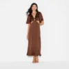 Women's Flutter Sleeve Satin Cap Maxi Bodycon Dress - Wild Fable™ Dark Brown 2 Women's Flutter Sleeve Satin Cap Maxi Bodycon Dress - Wild Fable™ Dark Brown -Herday Fashion GUEST 7c0dd859 72b3 4c8c aedf b8ed3ccb8529