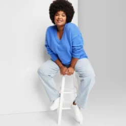 Women's V-Neck Fuzzy Oversized Pullover Sweater - Wild Fable™ -Herday Fashion GUEST 7d9e6a29 6edd 4384 8aa8 f1e6cfe9c399