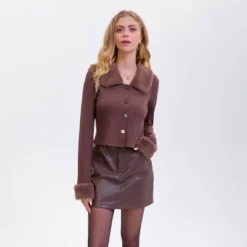 Women's Faux Fur Button-Front Sweater - Wild Fable™ Dark Brown -Herday Fashion GUEST 7dde589c 8af9 495f 8068 77a4562f02ae