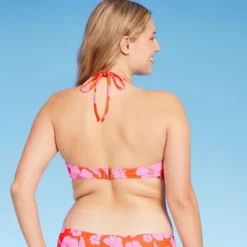 Women's Ring Front Halter Bandeau Bikini Top - Wild Fable™ Orange/Pink Tropical Print -Herday Fashion GUEST 81260b84 a416 4df8 b019 632111067f2e