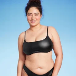 Women's Faux Leather Bralette Bikini Top - Wild Fable™ Black -Herday Fashion GUEST 83371587 cc83 4082 99c6 0c6e4823f994