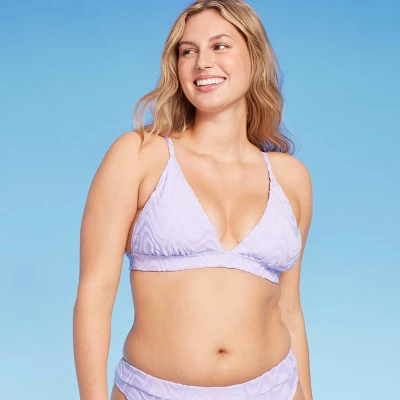 Women's Wavy Terry Textured Triangle Bikini Top - Wild Fable™ Lilac Purple 5 Women's Wavy Terry Textured Triangle Bikini Top - Wild Fable™ Lilac Purple - Image 3