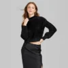 Women's Mock Turtleneck Fuzzy Boxy Pullover Sweater - Wild Fable™