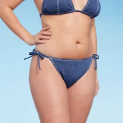 Women's Denim Textured Scoop Front High Leg Cheeky Bikini Bottom - Wild Fable™ Denim Blue -Herday Fashion GUEST 8821e15e 08c7 45d0 a6df 35e01531dcfb