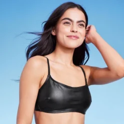 Women's Faux Leather Bralette Bikini Top - Wild Fable™ Black -Herday Fashion GUEST 8a0bc8df d27c 4585 8d09 92af1bfa328c