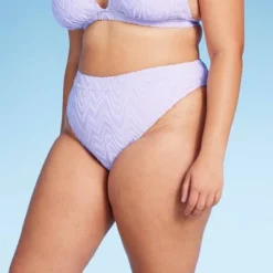 Women's Wavy Terry Textured Mid-Waist Ultra High Leg Cheeky Bikini Bottom - Wild Fable™ Lilac Purple -Herday Fashion GUEST 8b34834b b516 42cf 80f6 83afbd18fb6a