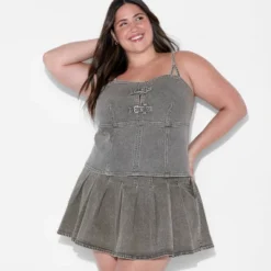 Women's Denim Buckle Corset Tank Top - Wild Fable™ Gray Wash -Herday Fashion GUEST 8d035162 af3d 4631 9784 ecb5036edb54