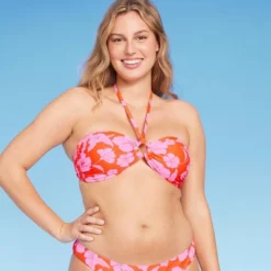 Women's Ring Front Halter Bandeau Bikini Top - Wild Fable™ Orange/Pink Tropical Print -Herday Fashion GUEST 90e16db9 4e33 4cf8 9a24 50bf02a3eb96