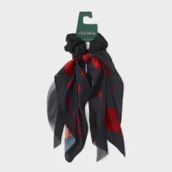 Rose Print And Solid Color Tail Hair Twister Set 2pc - Wild Fable™ Black/Red