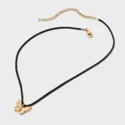 Butterfly Cord And Ear Pendant Necklace Set 2pc - Wild Fable™ Gold