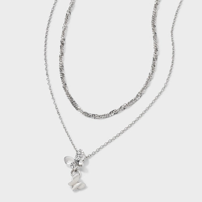 Butterfly Pendant Necklace - Wild Fable™ Silver 6 Butterfly Pendant Necklace - Wild Fable™ Silver - Image 4