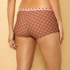 Women's Geo Print Reversible Low-Rise Cheeky Boyshort Bikini Bottom - Wild Fable™ Brown