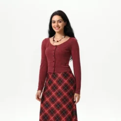 Women's Knit Button-Front Cardigan - Wild Fable™ Dark Red -Herday Fashion GUEST 991e1ae1 e410 41da 8a37 476af49432c6