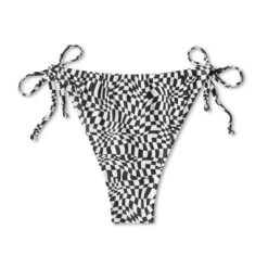 Women's Side-Tie Adjustable Coverage Ultra High Leg Bikini Bottom - Wild Fable™ Black/White Check Print -Herday Fashion GUEST 995f38bf ec1a 4b42 a052 72ac0207fc71