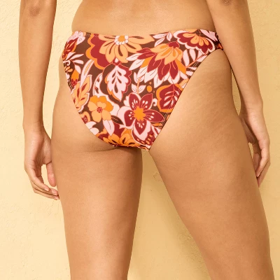 Women's Floral Print Low-Rise Extra High Leg Extra Cheeky Bikini Bottom - Wild Fable™ Brown 3 Women's Floral Print Low-Rise Extra High Leg Extra Cheeky Bikini Bottom - Wild Fable™ Brown