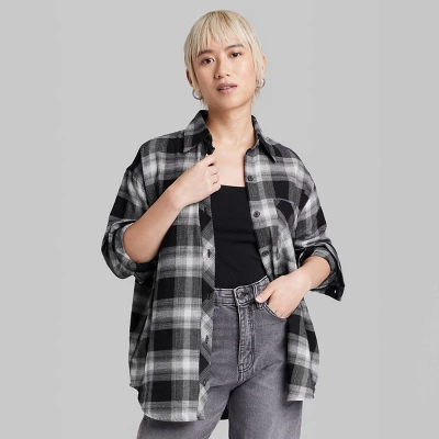 Women's Oversized Button-Down Flannel Shirt - Wild Fable™ Plaid 3 Women's Oversized Button-Down Flannel Shirt - Wild Fable™ Plaid