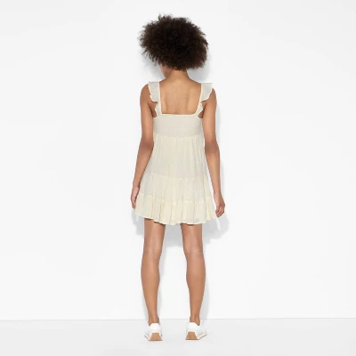 Women's Mini Embroidered Flutter Cap Sleeve Babydoll Dress - Wild Fable™ White 4 Women's Mini Embroidered Flutter Cap Sleeve Babydoll Dress - Wild Fable™ White - Image 2