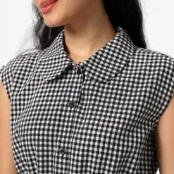 Women's Mini Cap Sleeve Elastic Waistband Mini Dress - Wild Fable™ Black Gingham -Herday Fashion GUEST a6bea334 b22a 46fc 8a00 57e72485d886