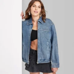 Women's Boxy Zip-Up Denim Jacket - Wild Fable™ Blue Denim -Herday Fashion GUEST a8b348ff 50a1 4816 8b03 50879dd91262