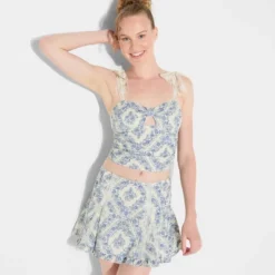 Women's Above Knee Godet Full Skirt - Wild Fable™ Blue Floral -Herday Fashion GUEST a9d5ec2d 63d6 4e4c aa58 4e3f7b826093