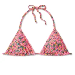 Women's Crochet Trim Triangle Bikini Top - Wild Fable™ Pink Floral Print -Herday Fashion GUEST aa5c6afe 2ba2 4979 9d64 7eb22dd0aeb1