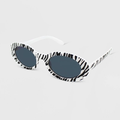 Zebra Printed Plastic Oval Sunglasses- Wild Fable™ White 3 Zebra Printed Plastic Oval Sunglasses- Wild Fable™ White