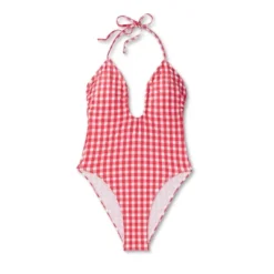 Women's Keyhole Cross Front Halter Ultra High Leg Cheeky One Piece Swimsuit - Wild Fable™ Red -Herday Fashion GUEST b00e1232 b965 4262 99b6 a43a683fd5a6