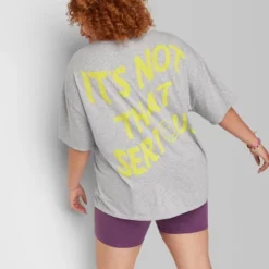 Women's Oversized Not Serious Graphic T-Shirt - Wild Fable™ Gray -Herday Fashion GUEST b3243bba 9424 466d 8651 71ba34646678