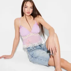 Women's Lace Trim Tank Top - Wild Fable™ Pink Floral -Herday Fashion GUEST b595b376 1169 44f4 a1b1 7e7ab566ac88