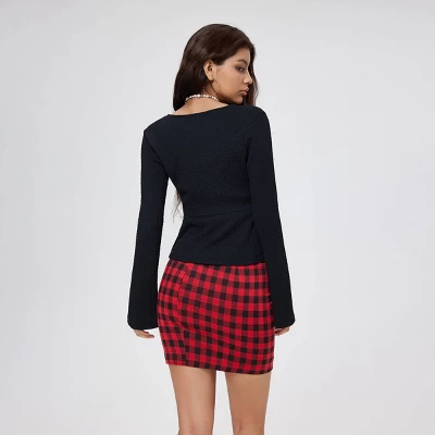 Women's V-Neck Knotted Long Sleeve Blouse - Wild Fable™ 3 Women's V-Neck Knotted Long Sleeve Blouse - Wild Fable™