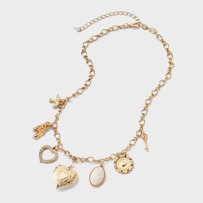 Mixed Heart Charm Necklace - Wild Fable™ Gold 4 Mixed Heart Charm Necklace - Wild Fable™ Gold - Image 2