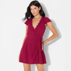 Women's Lace Trim Wrap Mini Dress - Wild Fable™ Burgundy 8 Women's Lace Trim Wrap Mini Dress - Wild Fable™ Burgundy -Herday Fashion GUEST c03f3fcb 4a19 48c6 bd98 b6d7c9d1ff8e