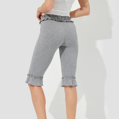 Women's High-Rise Ruffle Slim Leg Capri Tights - Wild Fable™ Heather Gray 3 Women's High-Rise Ruffle Slim Leg Capri Tights - Wild Fable™ Heather Gray