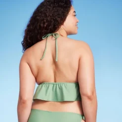 Women's Crochet Tie-Front Longline Bikini Top - Wild Fable™ Soft Green -Herday Fashion GUEST c5739bc9 c0b2 4525 80a1 0dc09ad82033