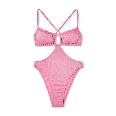 Women's Cut Out One Piece Swimsuit - Wild Fable™ Pink Lurex 6 Women's Cut Out One Piece Swimsuit - Wild Fable™ Pink Lurex - Image 4