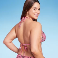 Women's Crochet Trim Triangle Bikini Top - Wild Fable™ Pink Floral Print -Herday Fashion GUEST c76b4682 e3d4 43ce 841f d0d6cfdcbe26