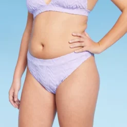 Women's Wavy Terry Textured Mid-Waist Ultra High Leg Cheeky Bikini Bottom - Wild Fable™ Lilac Purple -Herday Fashion GUEST c90e0b1a 7fff 4533 912f 07df8cc1b936